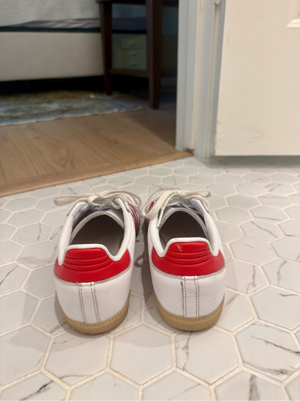 Adidas Samba Sneakers in White and Red - Picture 3 of 5